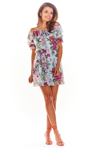 Zwiewna letnia sukienka mini w kwiaty